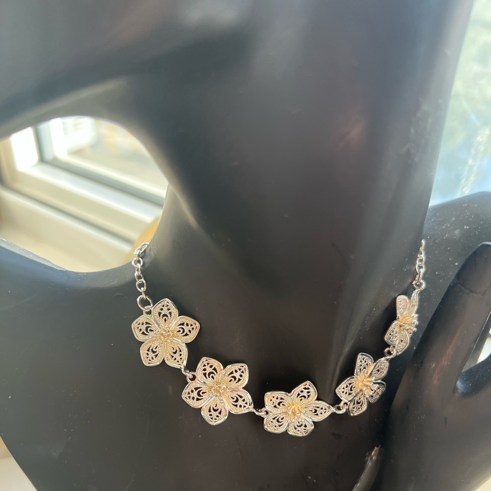 Elegant Sterling Silver Floral Necklace